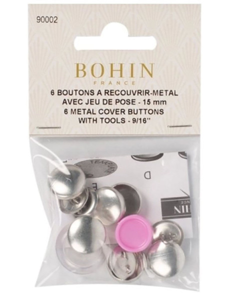 Boite de 7 boutons à recouvrir avec outil de pose Bohin - 12 mm