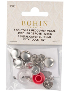 Boite de 6 boutons à recouvrir avec outil de pose Bohin - 15 mm