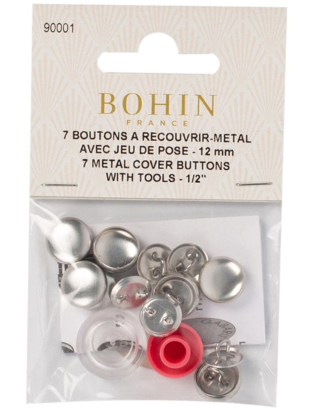 Boite de 6 boutons à recouvrir avec outil de pose Bohin - 15 mm