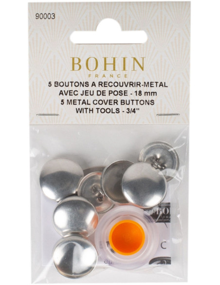 Boite de 5 boutons à recouvrir avec outil de pose Bohin - 18 mm