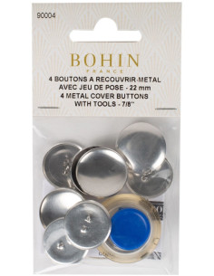 Boite de 4 boutons à recouvrir avec outil de pose Bohin - 22 mm