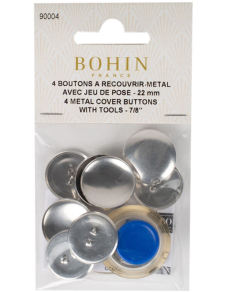 Boite de 4 boutons à recouvrir avec outil de pose Bohin - 22 mm