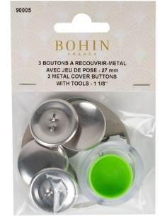 Boite de 3 boutons à recouvrir avec outil de pose Bohin - 27 mm