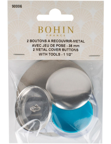 Boite de 2 boutons à recouvrir avec outil de pose Bohin - 38 mm