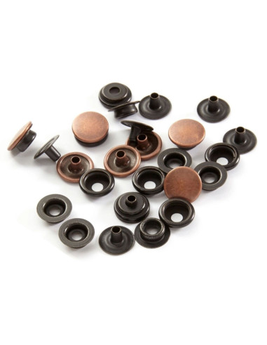 Boite de 10 pressions sans couture tissus moyens 14 mm Bohin - Cuivre