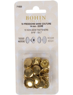 Boite de 10 pressions sans couture tissus moyens 14 mm Bohin - Doré