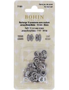 Boite de 10 pressions sans couture jersey griffes en calotte 10 mm Bohin - Blanc