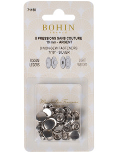 Boite de 8 pressions sans couture jersey 10 mm Bohin - Argent
