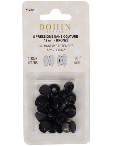 Boite de 8 pressions sans couture jersey 12 mm Bohin - Bronze