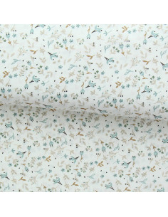 Tissu popeline de coton - Azra naturel et brume
