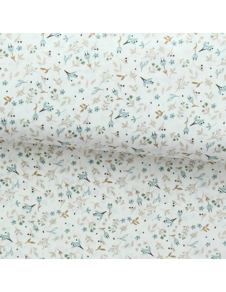 Tissu popeline de coton - Azra naturel et brume