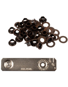 Boite 25 oeillets 4 mm avec rondelles et jeu de pose Bohin - Bronze 2