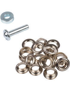 Boite 10 oeillets 11 mm avec rondelles et jeu de pose Bohin - Argent 2