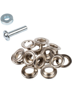 Boite 10 oeillets 14 mm avec rondelles et jeu de pose Bohin - Argent 2