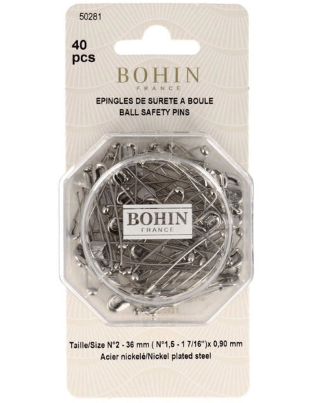 Boite de 40 épingles à nourrice à boule 36 mm Bohin
