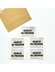 Lot de 5 étiquettes tissées à coudre Made By Ma Frangine - Noir et or 2