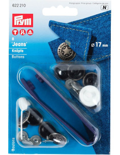 Boite de 8 boutons jeans 17mm