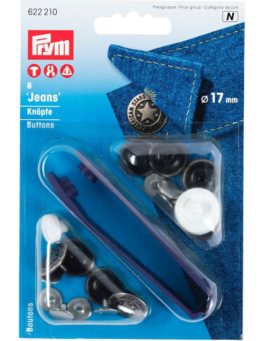 Boite de 8 boutons jeans 17mm