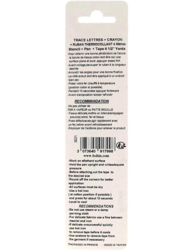 Etiquette thermocollante personnalisable pour vêtement Bohin