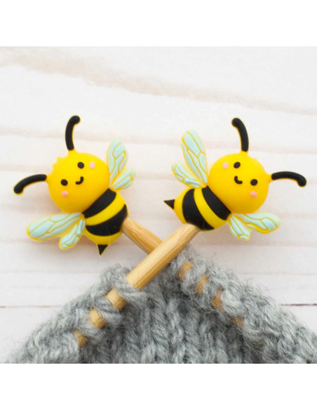 Bouchons stoppeurs de mailles pour aiguilles à tricoter - Abeilles