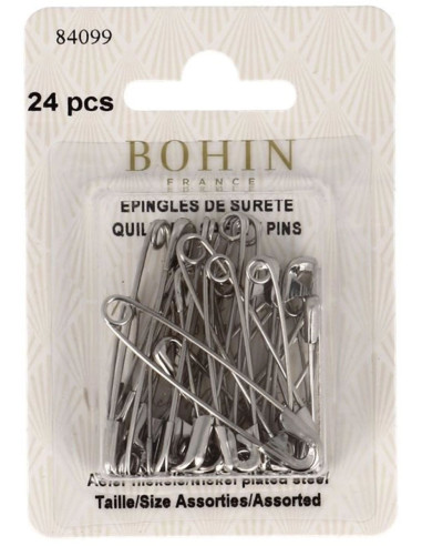 Carte de 24 épingles à nourrice assortiment Bohin