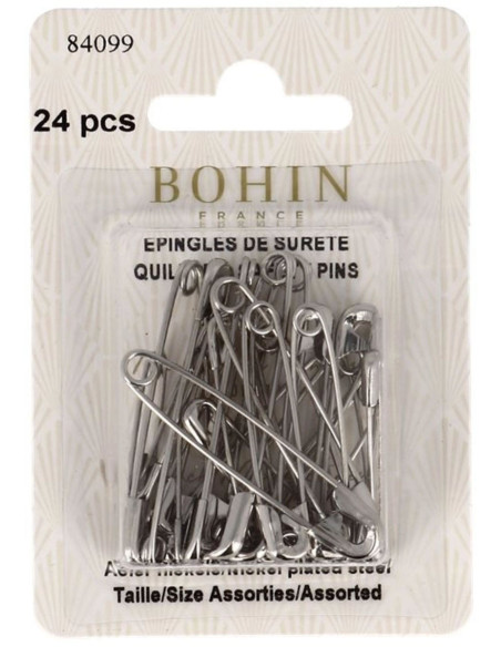 Carte de 24 épingles à nourrice assortiment Bohin