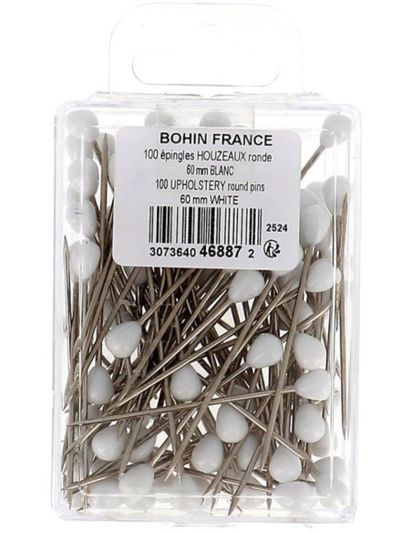 Boite de 100 houzeaux tapissier forme ronde blanche Bohin