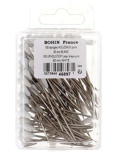 Boite de 100 houzeaux tapissier forme poire blanche Bohin