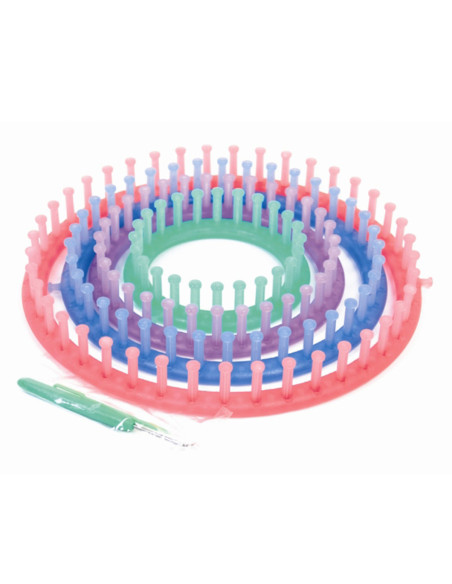 Pack 4 tricotins circulaires + crochet + aiguille