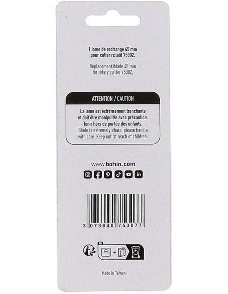 1 lame de rechange pour cutter rotatif Bohin - 45 mm