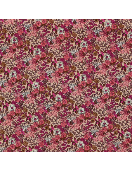 Tissu viscose fantaisie - Souzza rose et pêche