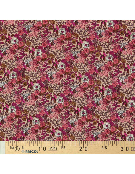 Tissu viscose fantaisie - Souzza rose et pêche