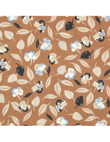 Tissu viscose fantaisie - Flim marron et bleu
