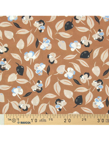 Tissu viscose fantaisie - Flim marron et bleu