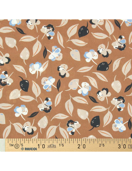Tissu viscose fantaisie - Flim marron et bleu