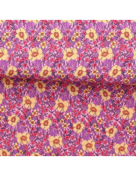 Tissu viscose fantaisie - Julissa violet et orange