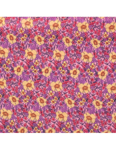 Tissu viscose fantaisie - Julissa violet et orange