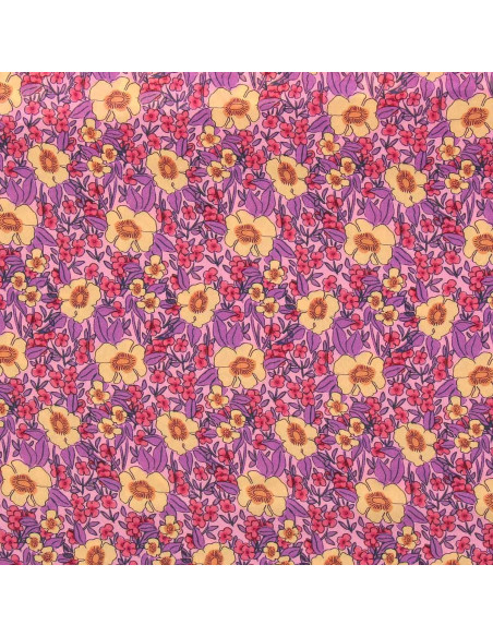 Tissu viscose fantaisie - Julissa violet et orange