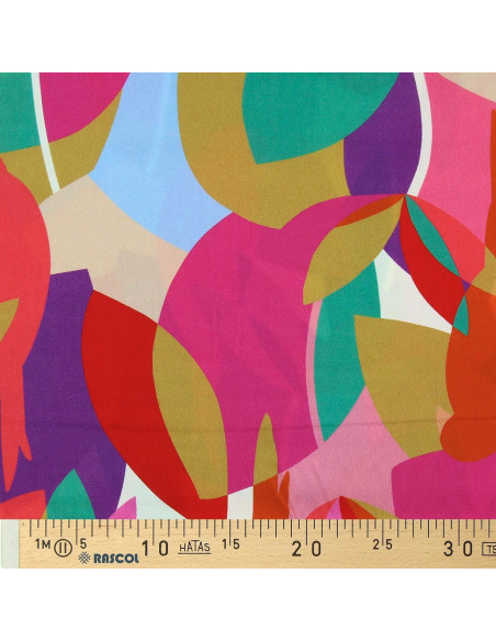 Tissu viscose fantaisie - Paradiz orange et rose