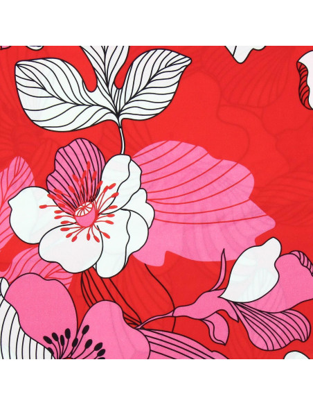 Tissu viscose fantaisie - Nellie rouge et rose