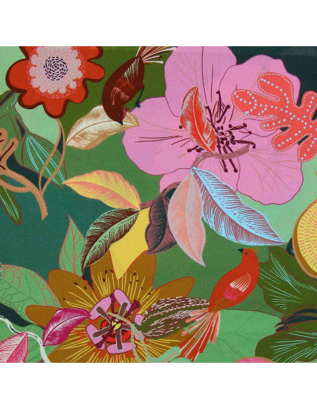 Tissu viscose fantaisie - Xodius vert et rose