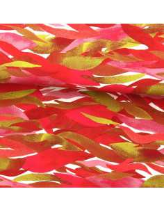 Tissu viscose fantaisie - Kiyo rouge et rose