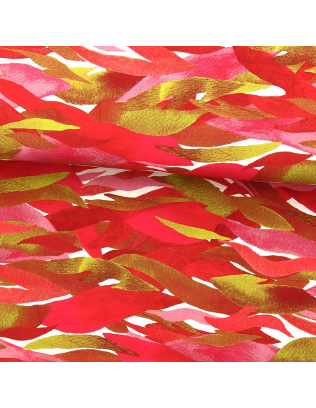 Tissu viscose fantaisie - Kiyo rouge et rose