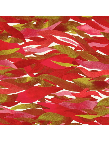 Tissu viscose fantaisie - Kiyo rouge et rose
