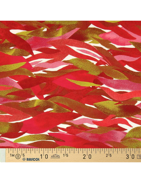 Tissu viscose fantaisie - Kiyo rouge et rose
