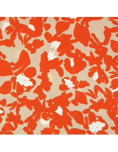 Tissu viscose fantaisie - Boti beige et orange 2