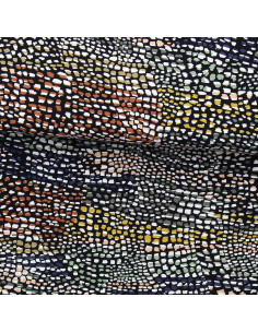 Tissu viscose fantaisie - Cobra noir et marron