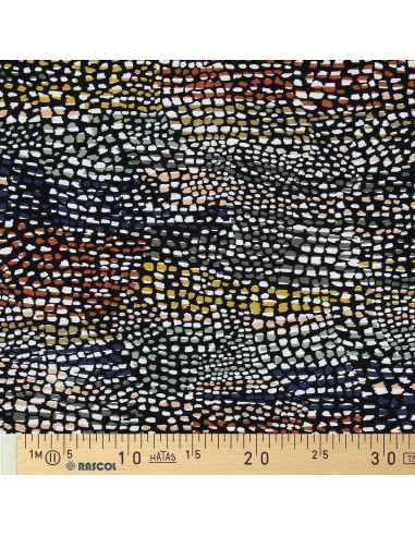 Tissu viscose fantaisie - Cobra noir et marron