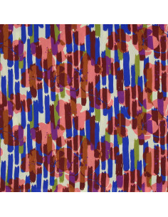 Tissu viscose fantaisie - Noham bleu et rose 2