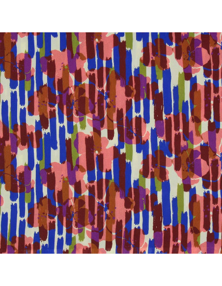 Tissu viscose fantaisie - Noham bleu et rose